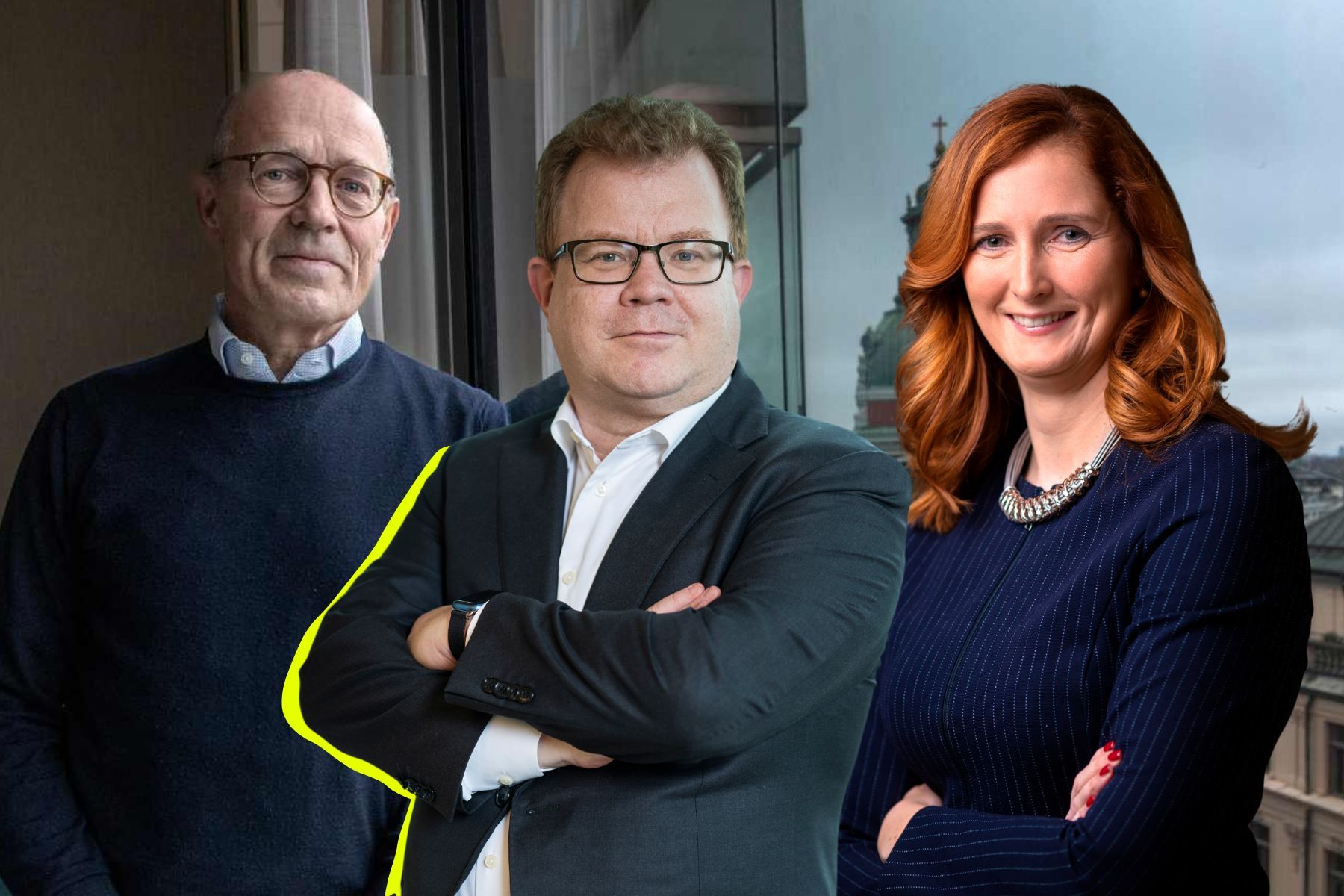 Altors grundare Harald Mix, David Ekberg, vd för Permascand och Annica Bresky, vd Stora Enso. Foto: TT/pressbild.