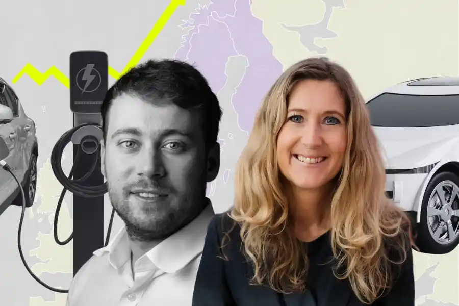 Charles Lester, Data Manager at Rho Motion and Mobility Sweden’s chief economist Sofia Linder. Photo: press and collage by Impact Loop.