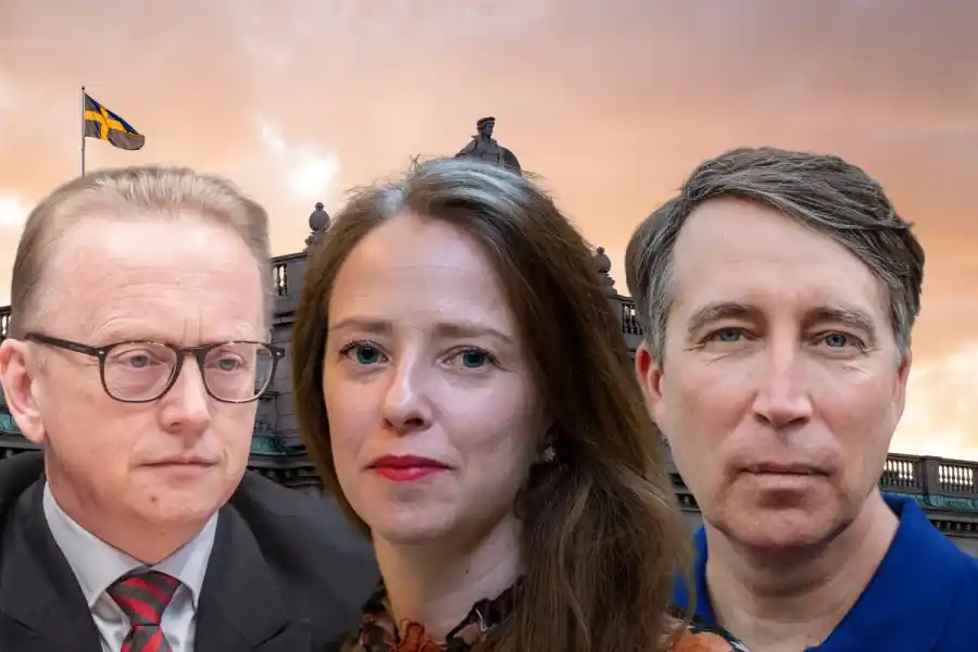 Fredrik Olovsson, Åsa Lindhagen och Richard Jomshof. Foto: TT. Montage Energy Loop.