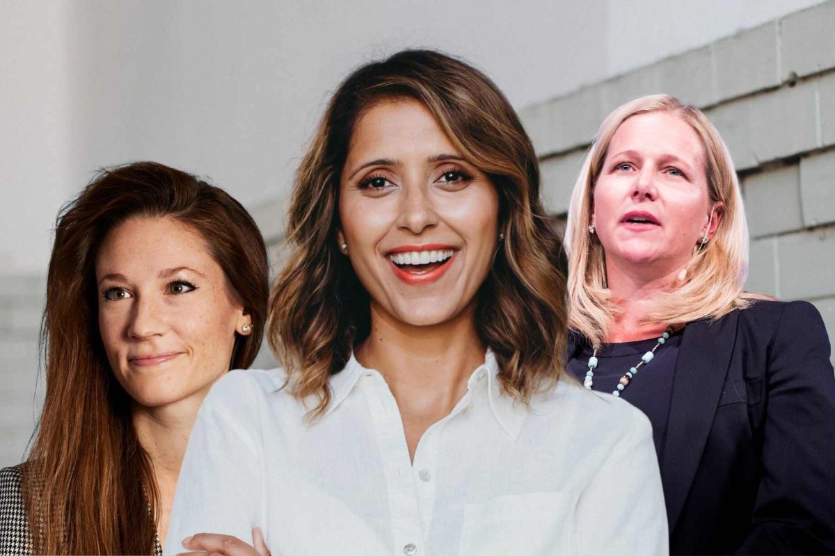 Terese Hougaard, partner på Atomico, Shilpika Gautam, grundare av Opna och Cristina Stenbeck. Foto: press och Stina Stjernkvist/TT.