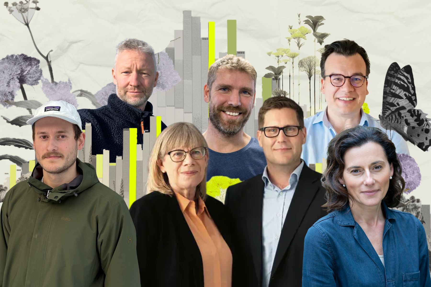 Några av dem bakom naturbolagen på listan. Alla namn finns längst ner i artikeln. Foto: Pressbilder. Grafik: Diana Demin.