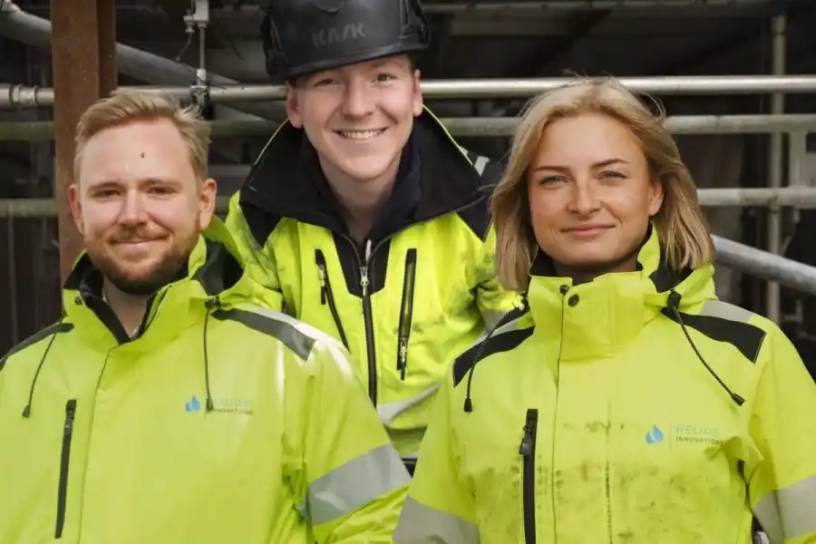 Anton Johansson, Jonatan Persson och Johanna Gillberg på Helios Innovations. Foto: pressbilder/collage av Impact Loop.