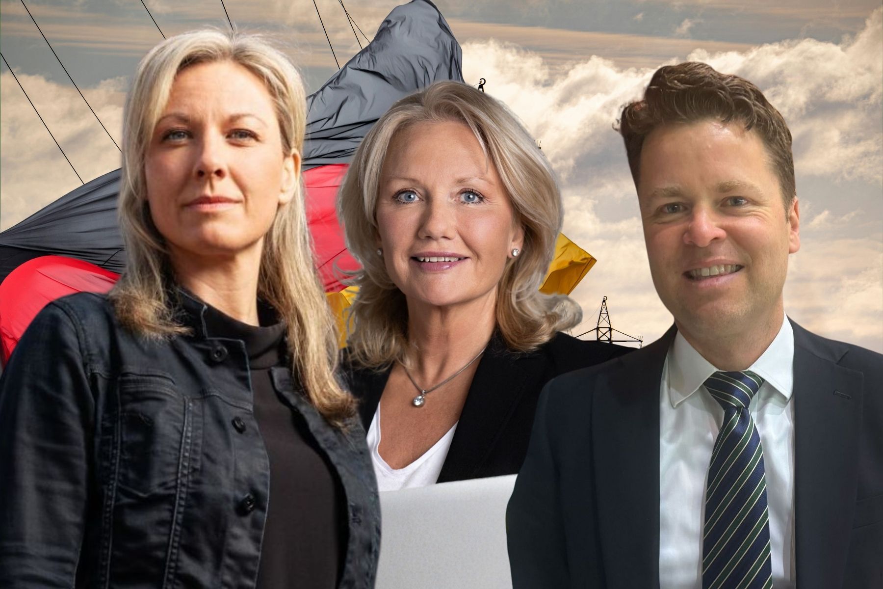 Lina Hedlund (Modvion), Ellinor Ehrnberg (Smoltek) och Niclas Davidsson (Meva Energy). Foto: Pressbilder/Gabriel Nilsson (montage).