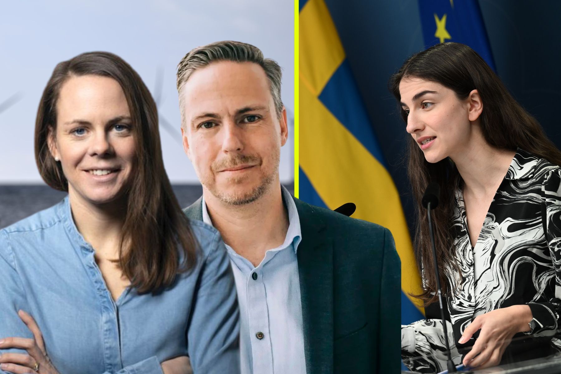Emelie Zakrisson, OX2, Per Witalisson, Eolus och klimatminister Romina Pourmokhtari. Foto: pressbilder/TT.