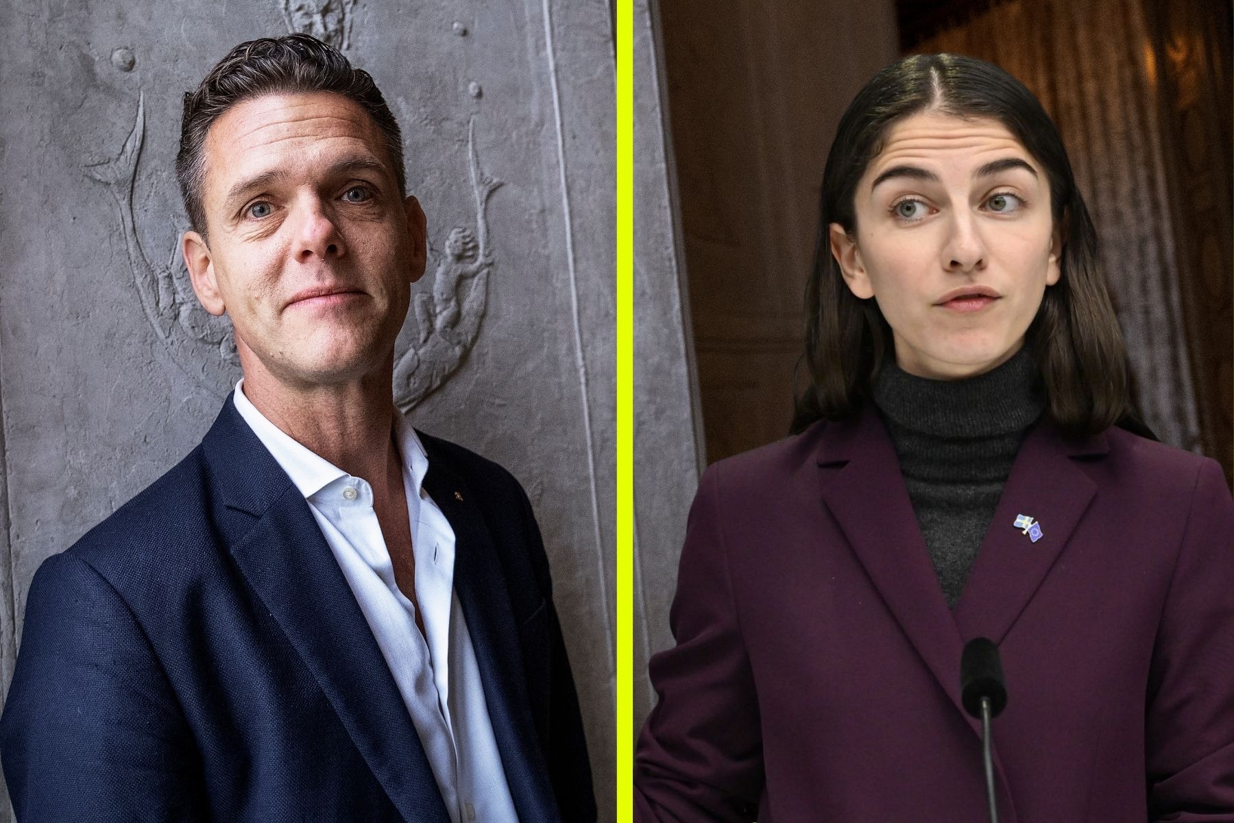 Christoffer Fjellner (M) och Romina Pourmokhtari (L). Foto: TT (montage).