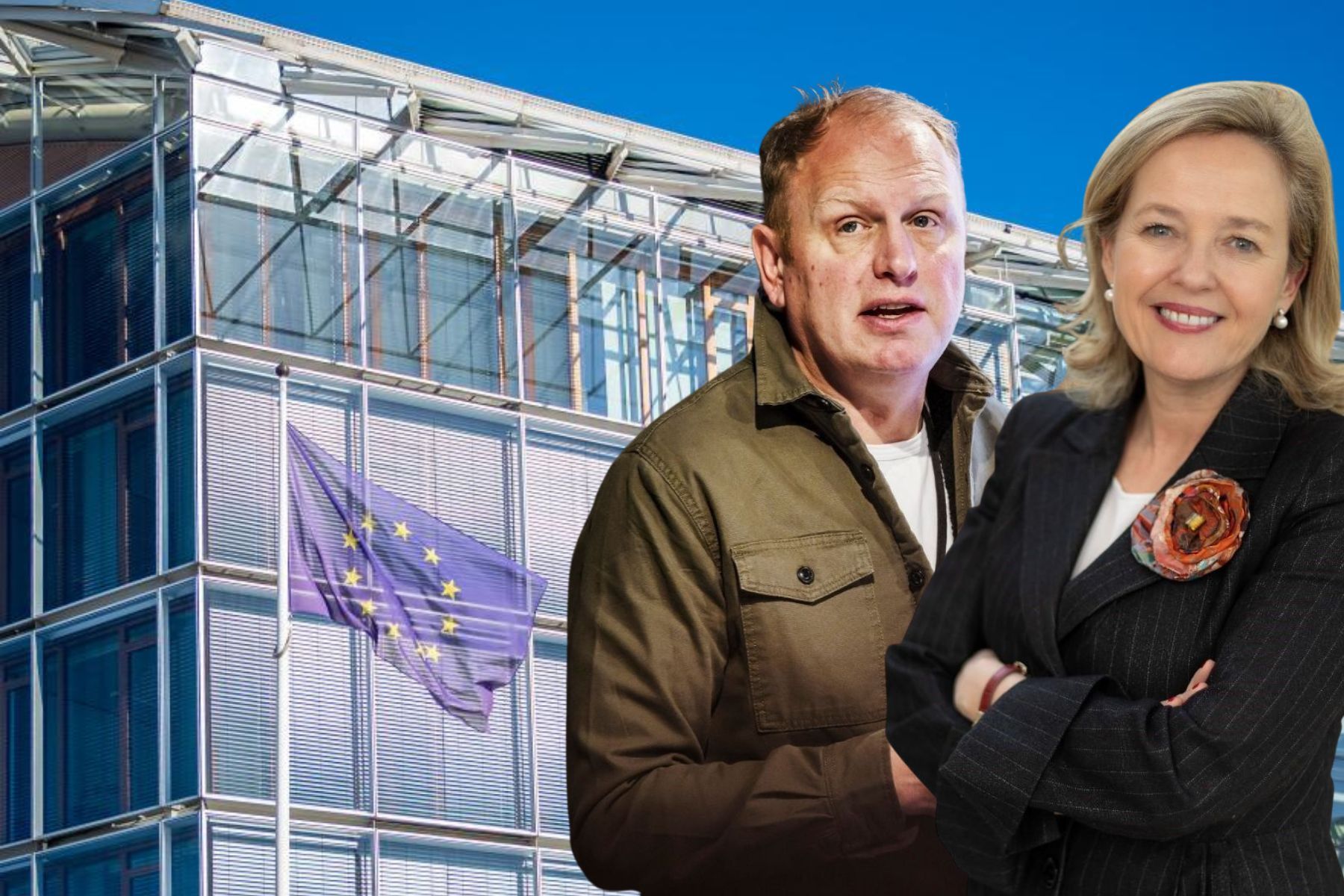 Henrik Henriksson, Stegra och Nadia Calviño, ordförande för EIB. Foto: TT / pressbilder.