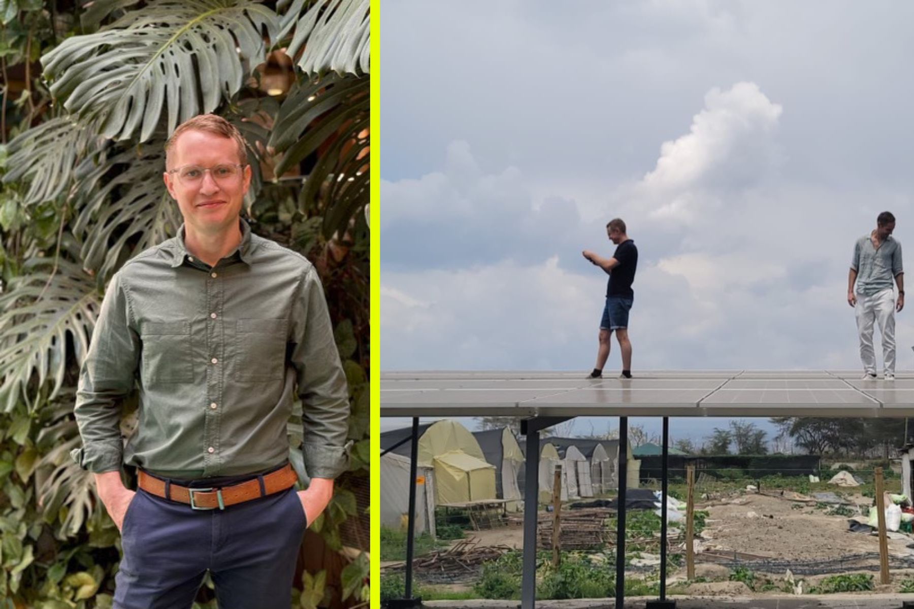 Christoffer Falsen och Trine på plats vid ett projekt i Kenya. Foto: pressbild.