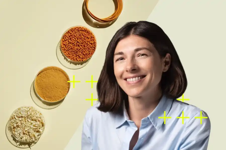 Giusy Cannone, partner at Primo Climate and biomaterial from portfolio company Krill Design. Photos: press