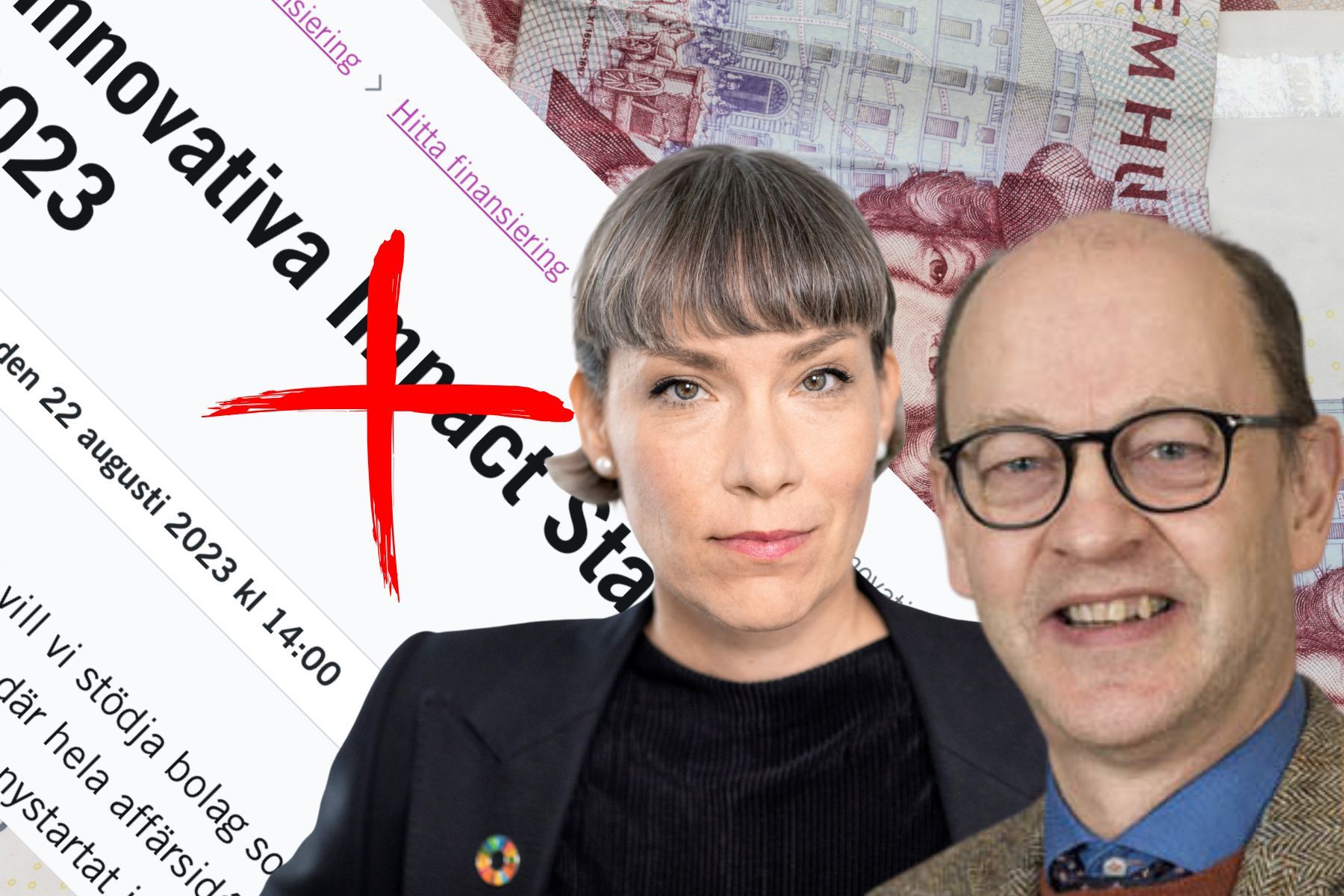 Vinnovas generaldirektör Darja Isaksson och programansvarige Jan Sandred. Foto: pressbilder. Montage: Impact Loop.