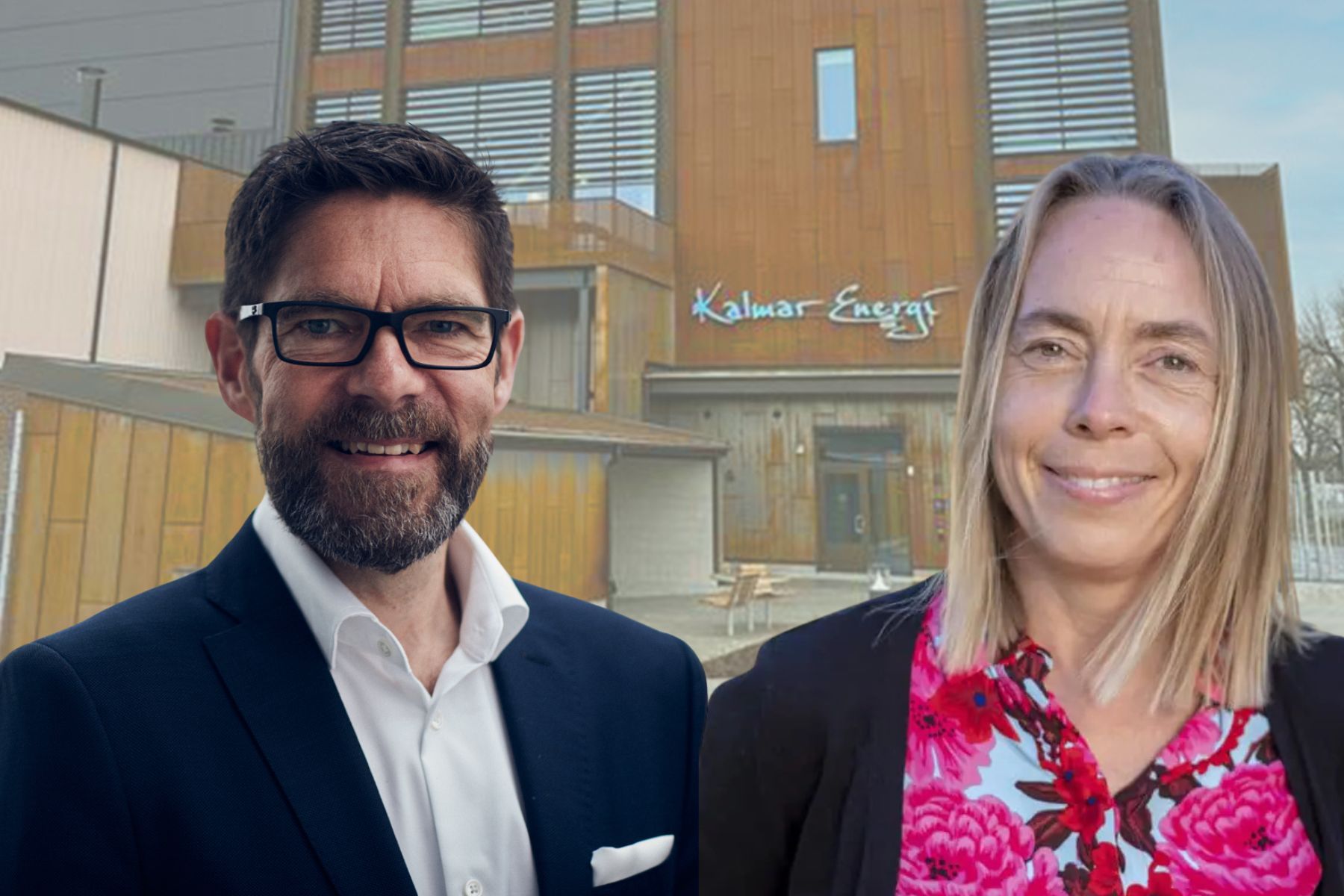 Hans Kreisel, vd på Nordion Energi och Anna Karlsson, vd på Kalmar Energi. Foto: Pressbilder (montage).