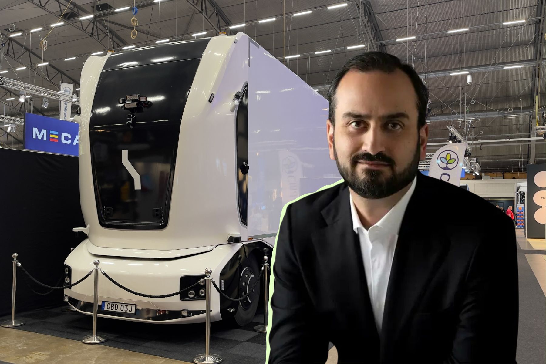 Roozbeh Charli, vd Einride. Foto: Esbjörn Guwallius samt pressbild (kollage)