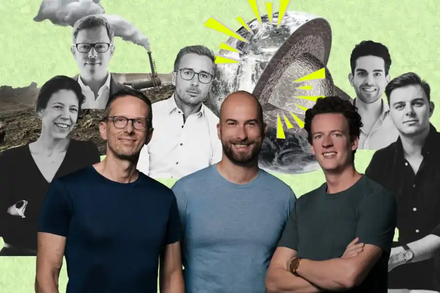 Hades founders Björn Dressler (left), Max Werner (centre), and Dan Gengenbach. (Full list of names at the bottom of the article). Credit: Press images/Impact Loop.