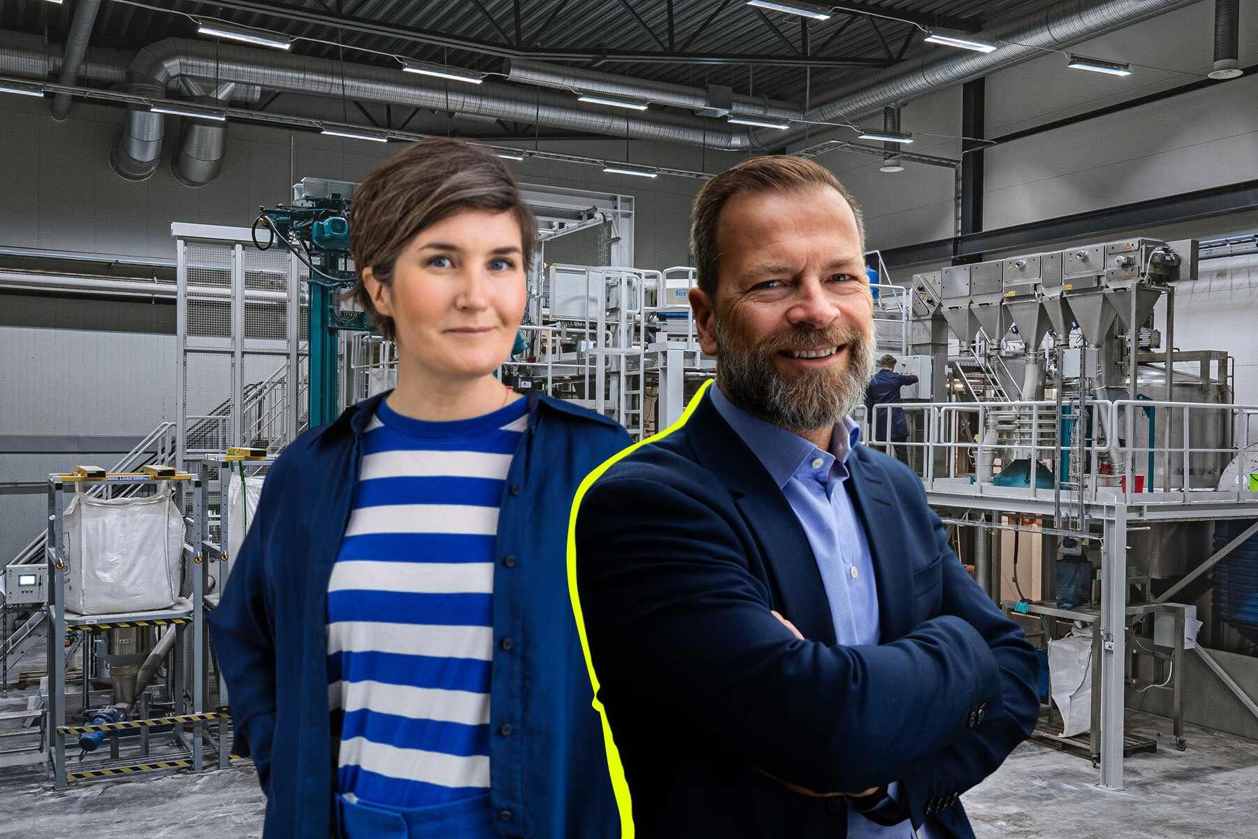 Anna Haupt, investment director på Industrifonden och Niklas Åström, vd på Arevo. Foto: press.