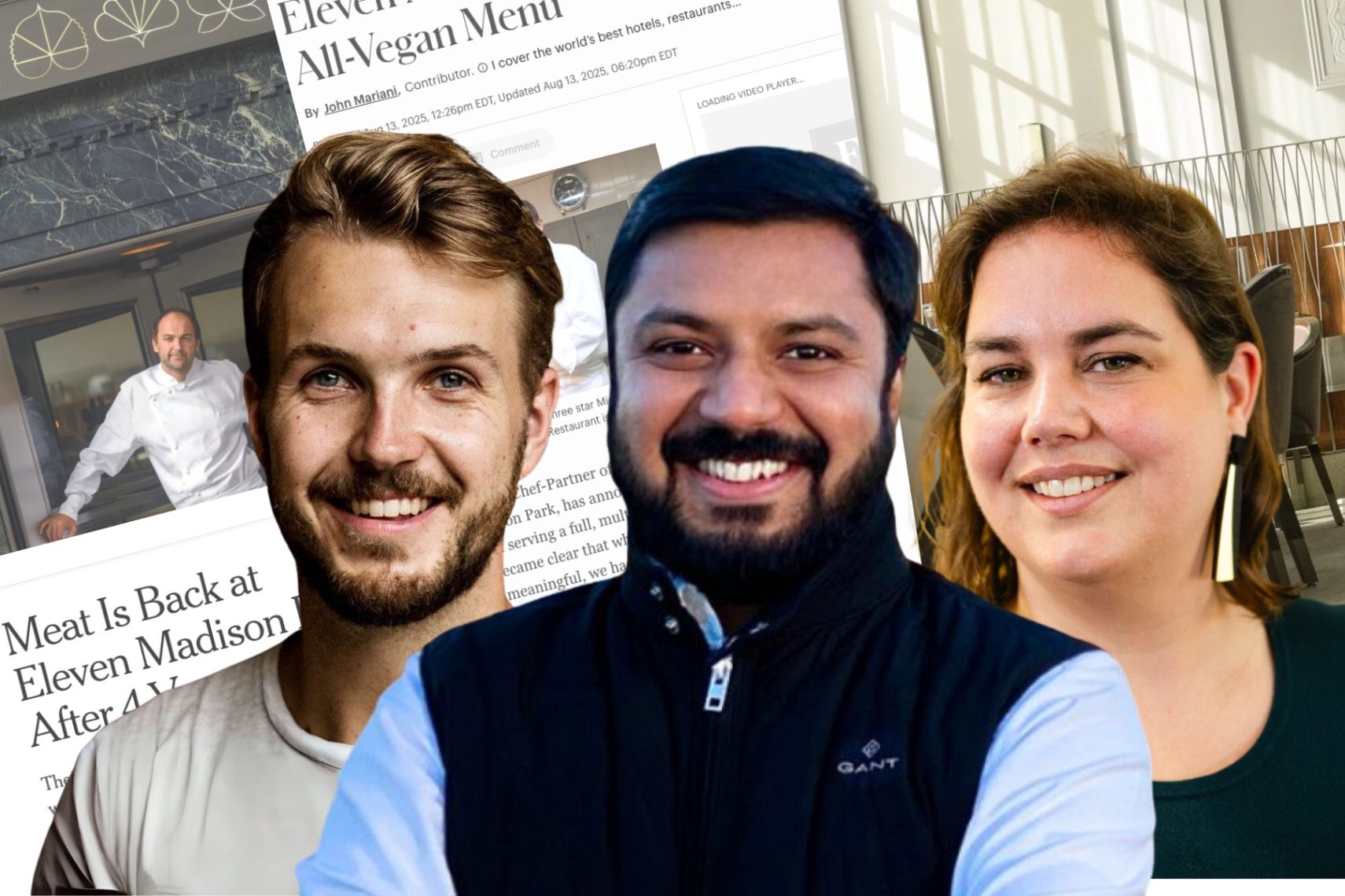 Frank Holleman, grundare av Fork Ranger, Ramkumar Nair, grundare av Smaqo och Katelijne Bekers, medgrundare och vd på Microharvest. Foto: Pressbilder. Montage: Impact Loop.