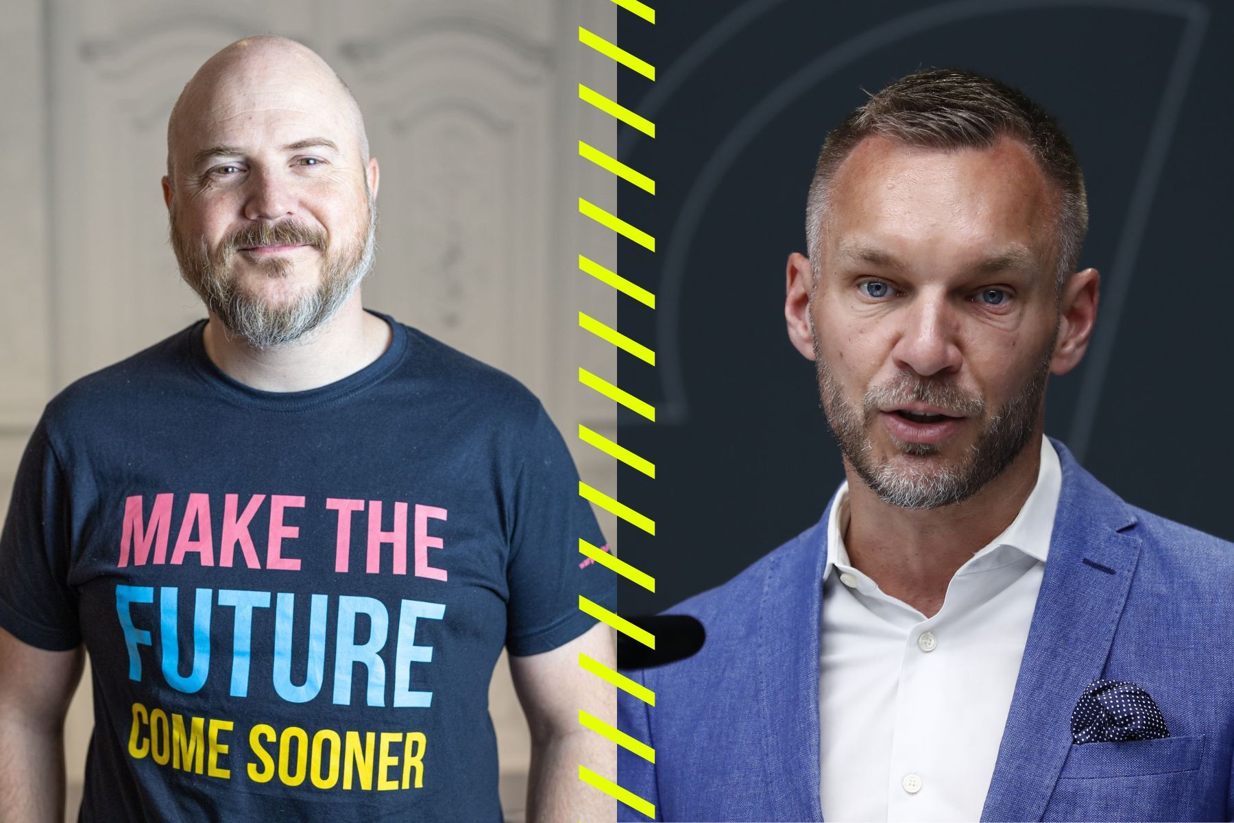 Mathias Sundin, AI-kommissionen, och civilminister Erik Slottner (KD). Pressbild/TT.