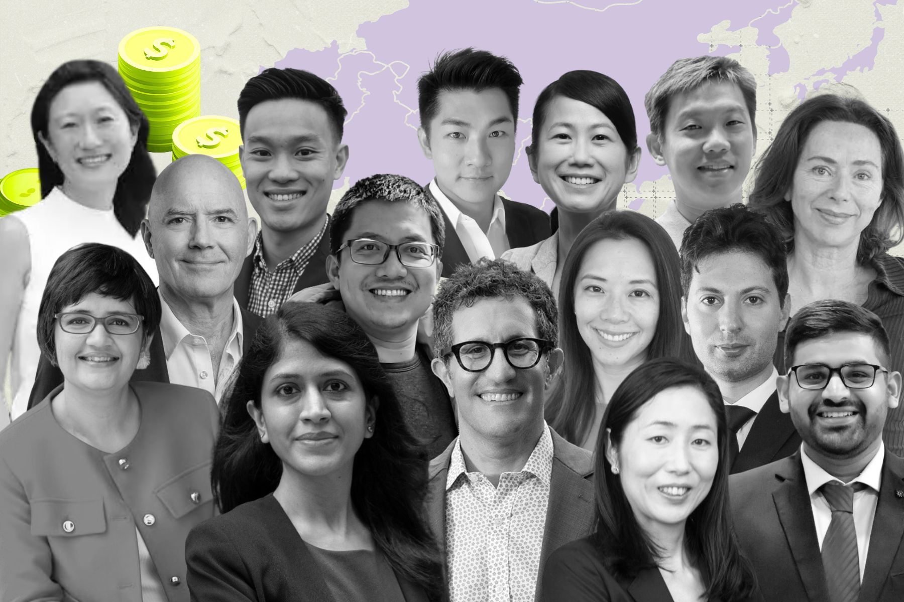 Some of the managers of Asia-based impact investment firms mentioned in this article. Full names below. Credit: Press photos/Impact Loop collage