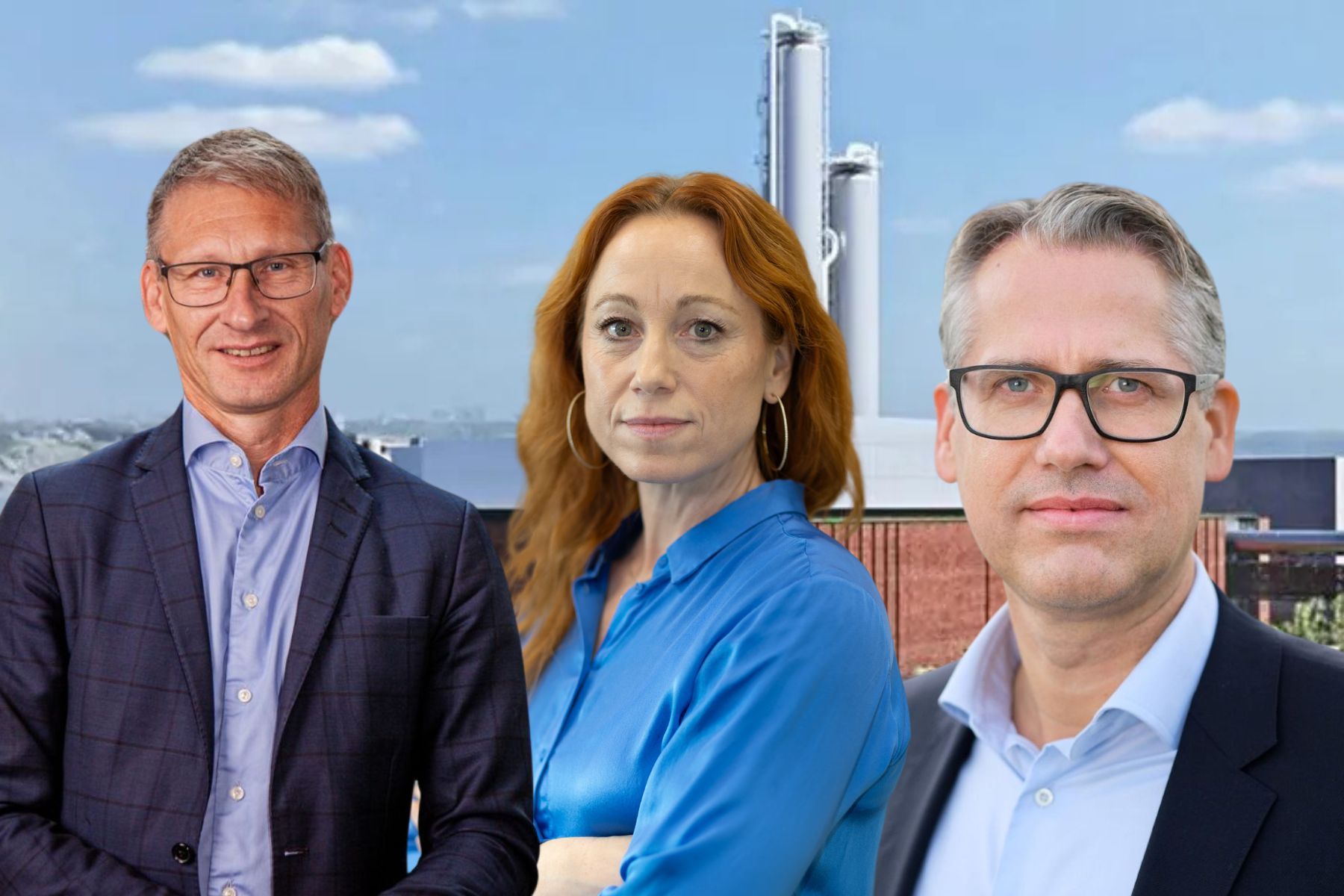 Anders Egelrud, vd för Stockholm Exergi, Caroline Asserup, tillförordnad generaldirektör på Energimyndigheten och Andreas Hörnfeldt, chef för nya affärer på Södra Innovation. Foto: pressbilder.
