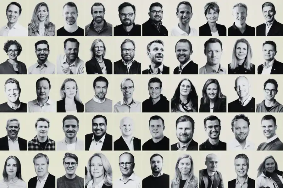 Några av personerna bakom de 50 bolagen på listan. Foto: pressbilder. Grafik: Diana Demin, Impact Loop.