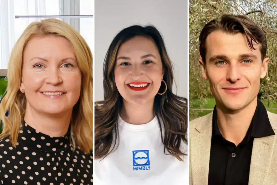 Sara Hamlin, vd på Ignite och de nya styrelseledamöterna Isabella Palmgren, Mimbly och Liam Hardey, Cellfion. Foto: pressbilder.