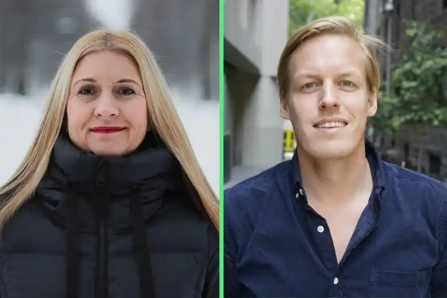 Magdalena Brodin och Nils Söderström. Avgående respektive tillträdande vd på Exeri. Foto: Pressbilder.