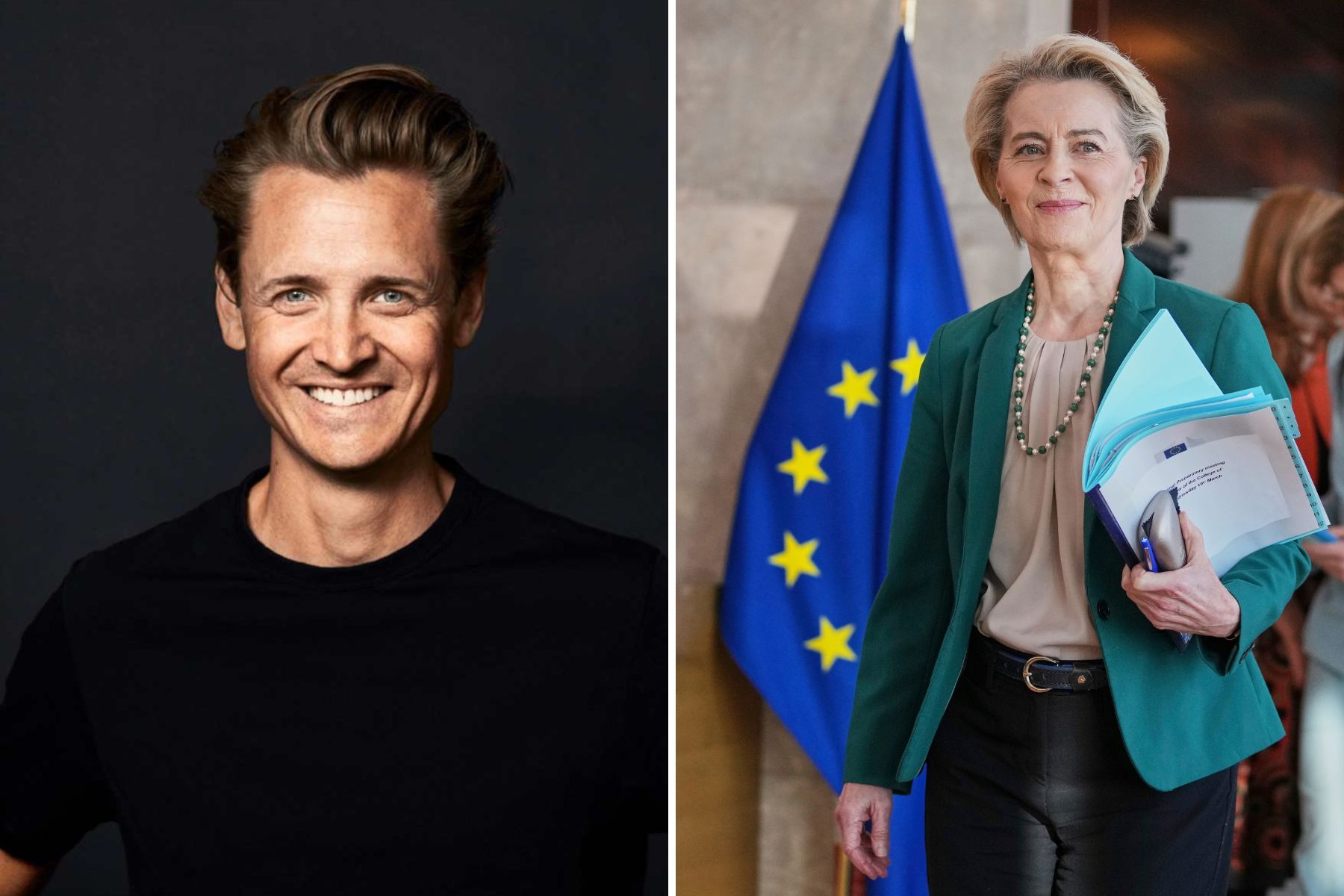 Norrskens grundare Niklas Adalberth och Ursula von der Leyen, ordförande för EU-kommissionen. Foto: press and Virginia Mayo/AP/TT.