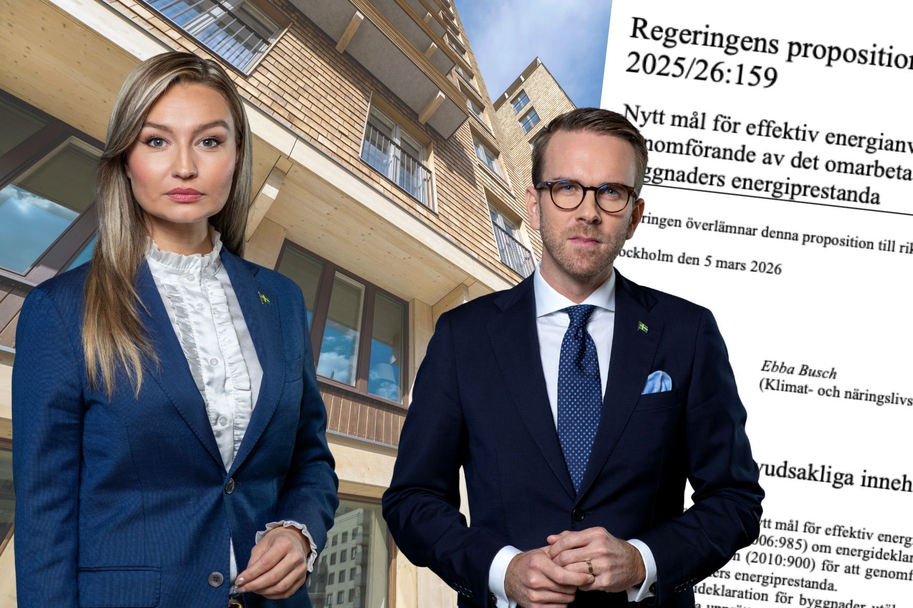 Energiminister Ebba Busch (KD) och Infrastruktur- och bostadsminister Andreas Carlson (KD). Foto: Regeringen / TT (montage).