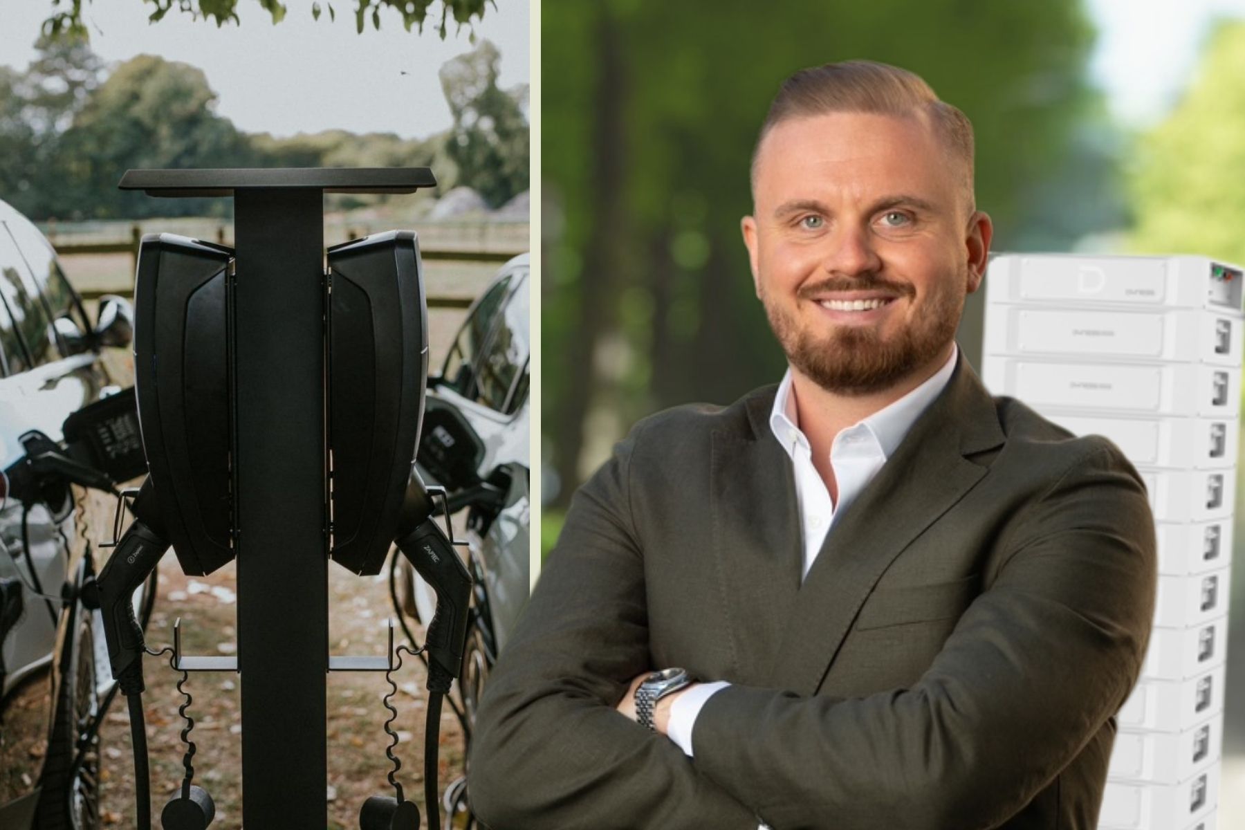 Joel Halling, vd på Chargebuddy. Foto: Pressbilder (montage).