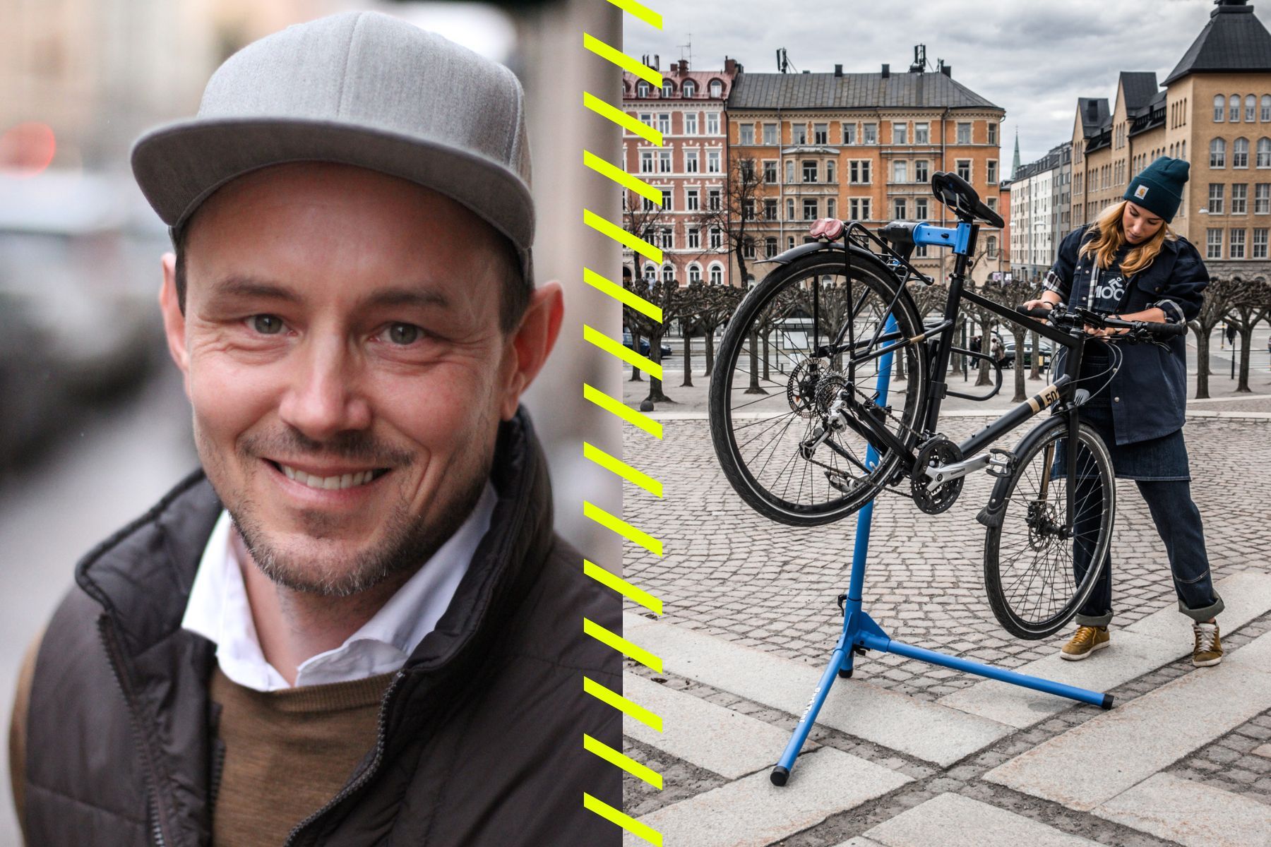 Tomas Grönqvist, vd Mioo, samt en av bolagets kontrakterade cykelreparatörer. Foto: Christian von Essen / Pressbild