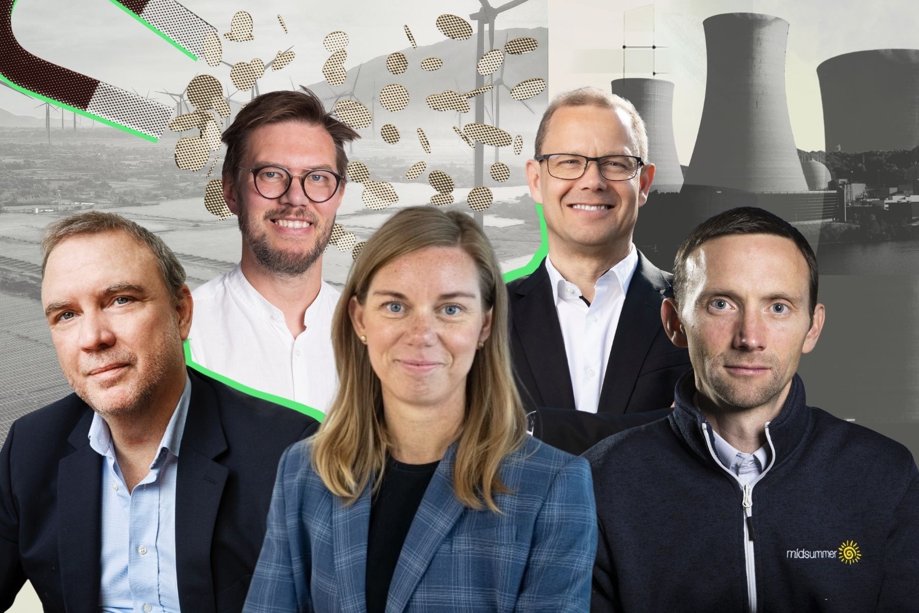 Några av energi-profilerna som tagit in pengar under 2026. Foto: Pressbilder. Design: Energy Loop.