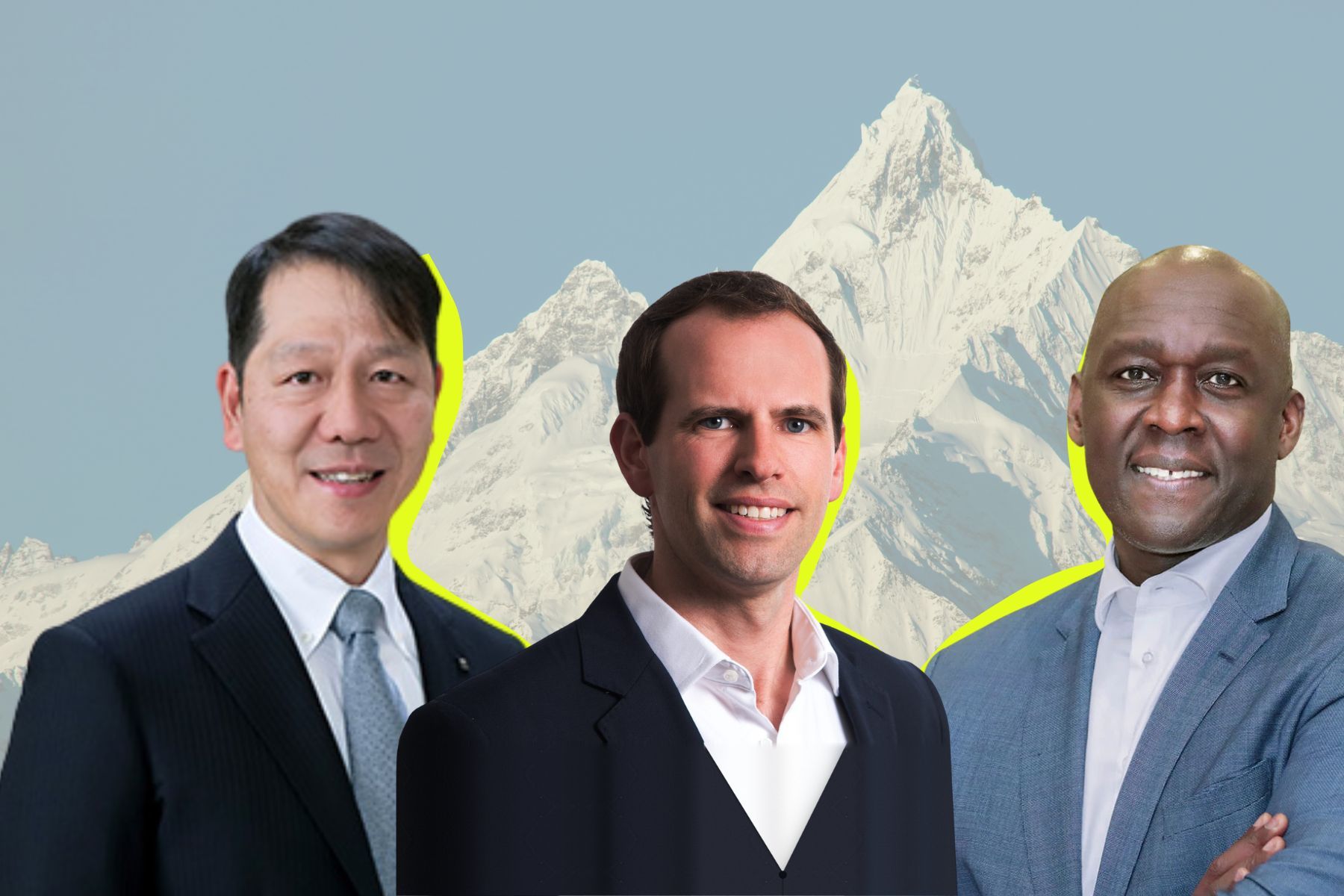 Tokio Marine Holdings CEO Masahiro Koike (left), BlueOrchard's Matthew Sparkes (centre) and IFC managing director Makhtar Diop (right). Credit: Press photos/Impact Loop design