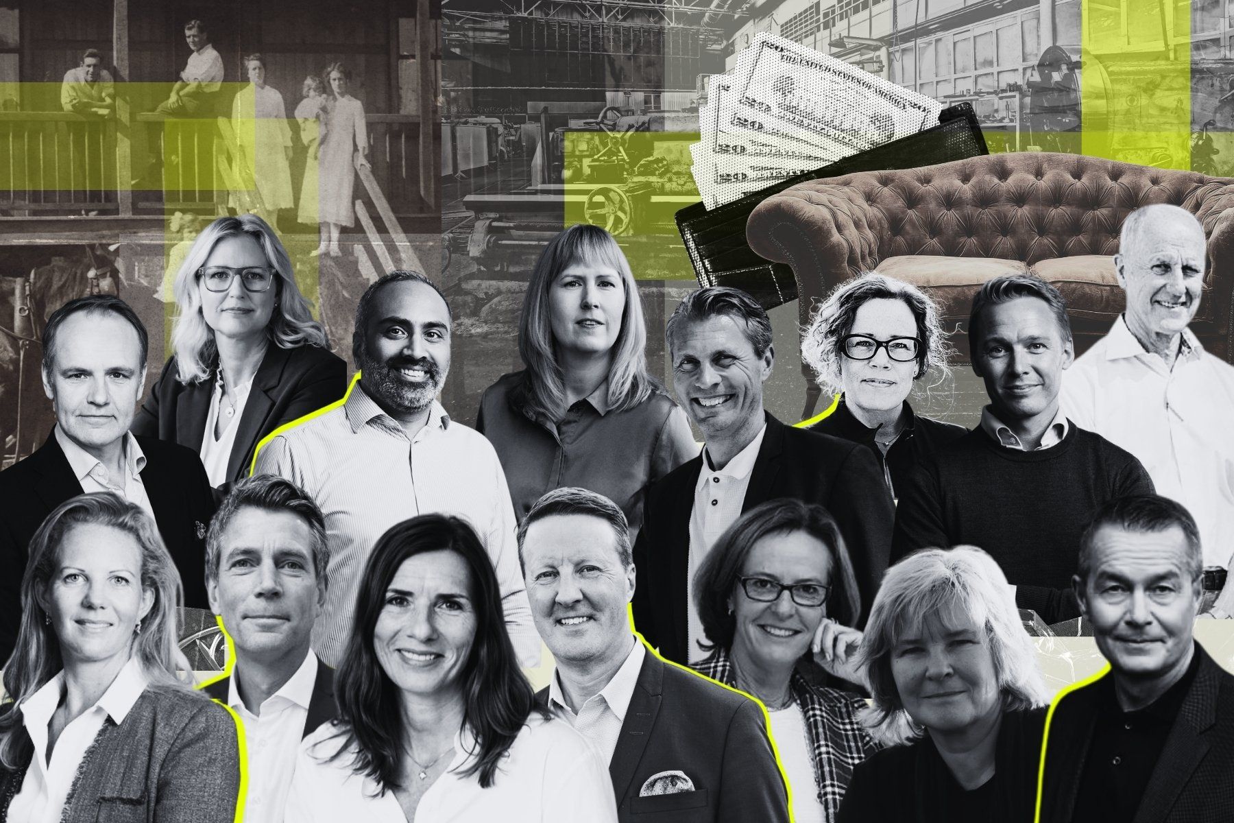 Ett axplock av investerarna som finns med i Impact Loops family office-databas. Foton: press och grafik av Diana Demin, Impact Loop.