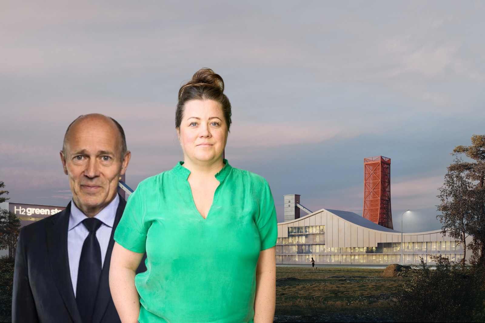 Harald Mix, grundare av Stegra (tidigare H2 Green Steel), och Karin Hallstan, presschef. Foto: press.