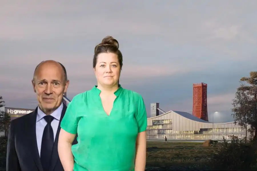 Harald Mix, grundare av Stegra (tidigare H2 Green Steel), och Karin Hallstan, presschef. Foto: press.