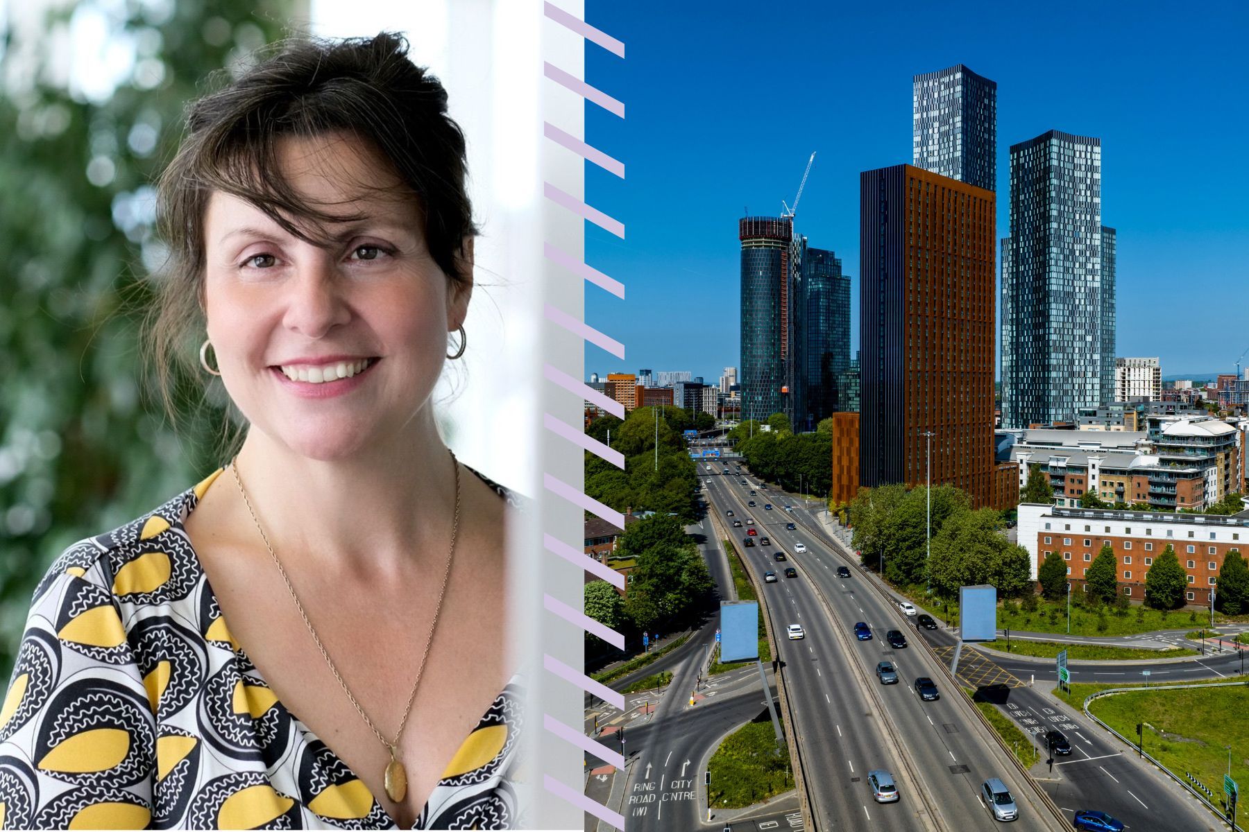 Kate Spencer, media spokesperson for Northern Gritstone, and UK tech hub Manchester. Photo: Northern Gritstone/Canva/Impact Loop