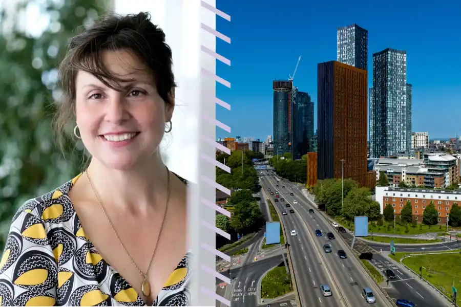 Kate Spencer, media spokesperson for Northern Gritstone, and UK tech hub Manchester. Photo: Northern Gritstone/Canva/Impact Loop