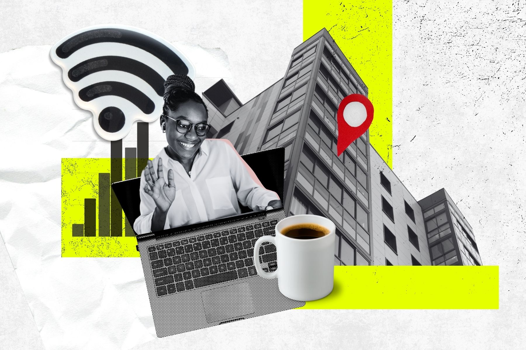 Illustration av distansjobb. Grafik: Diana Demin, Impact Loop.