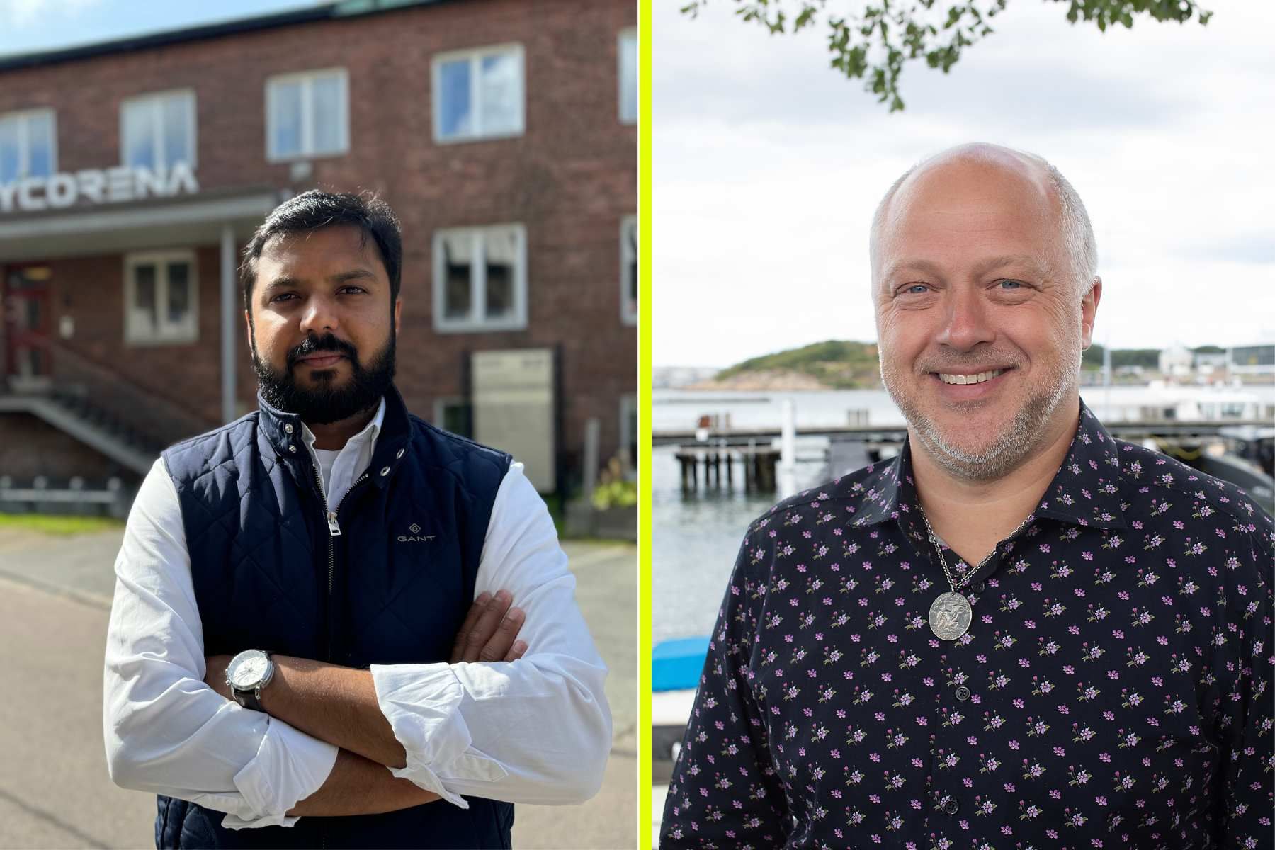 Ramkumar Nair, grundare av Mycorena, och Roger Wiklund, investerare i Falkenberg. Foto: privat.