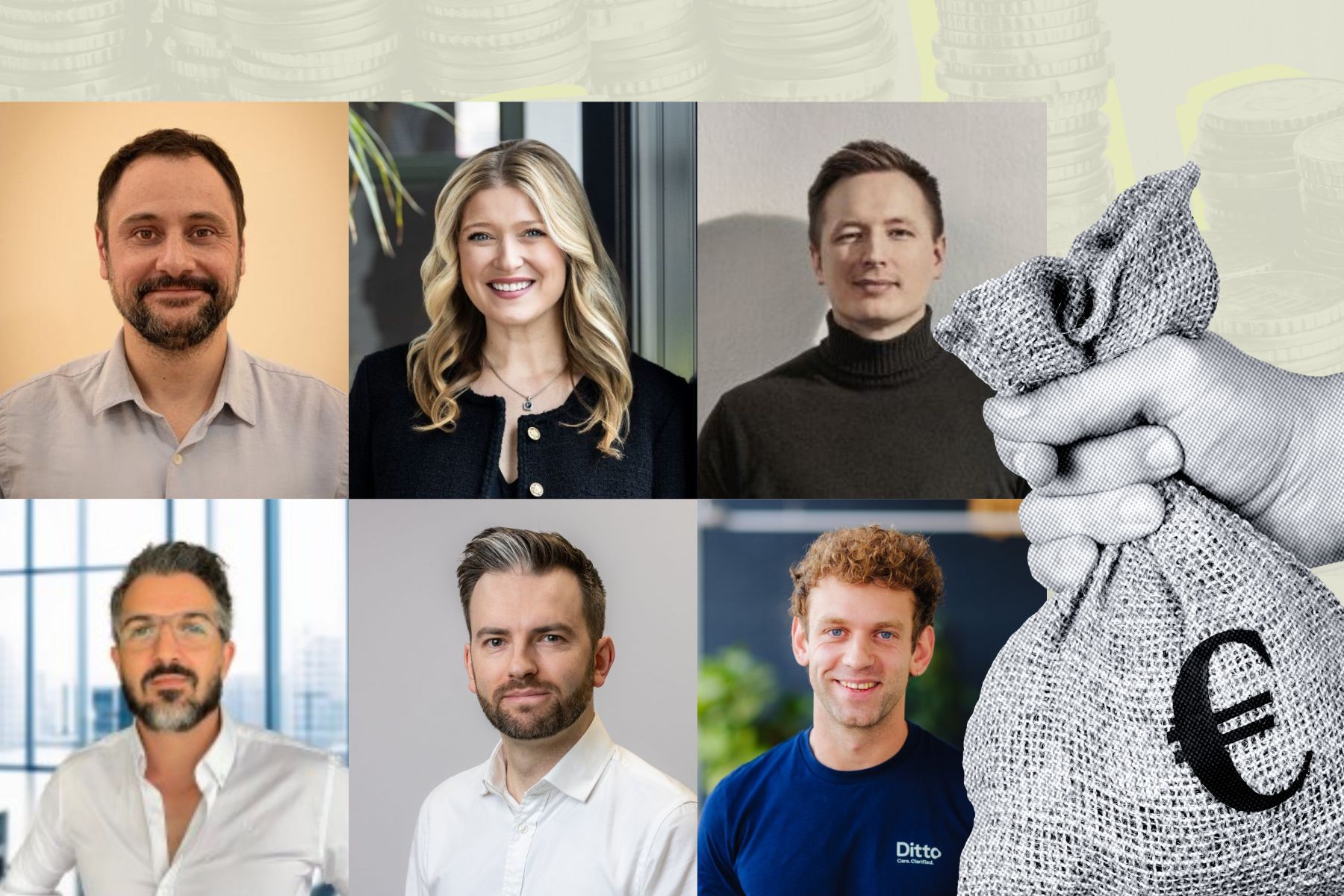 Some of the founders and investors mentioned in this week's impact dealflow roundup. Full names below. Credit: Press photos/Impact Loop design
