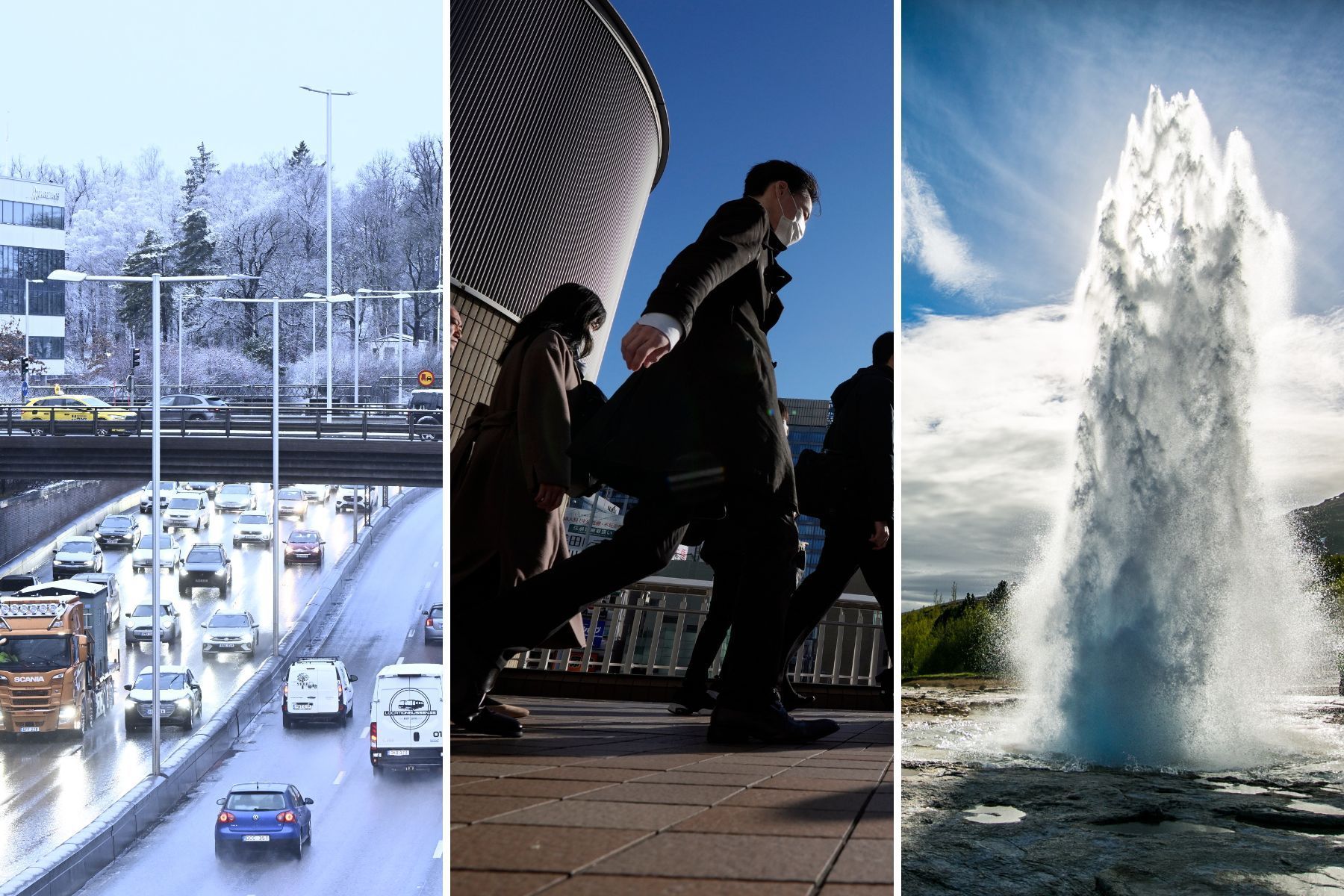 Sverige, Japan och Island – tre länder där det pågår försök kring fyra dagars arbetsvecka. Foto: TT, TT och Canva.
