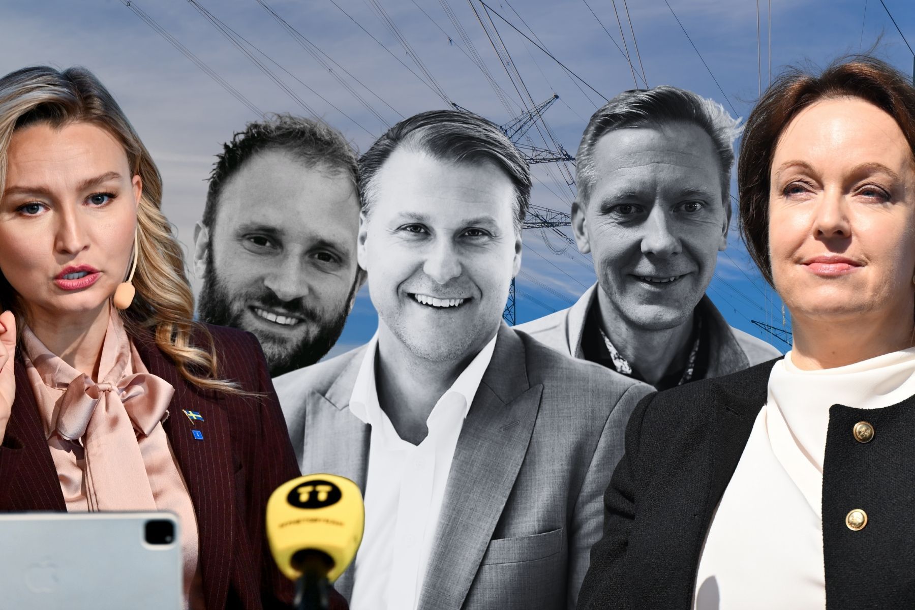 Energiminister Ebba Busch och Anna Borg vd på Vattenfall. David Lindahl, Lars Edström och Anders Holmgren. Foto: TT/Pressbilder (montage).