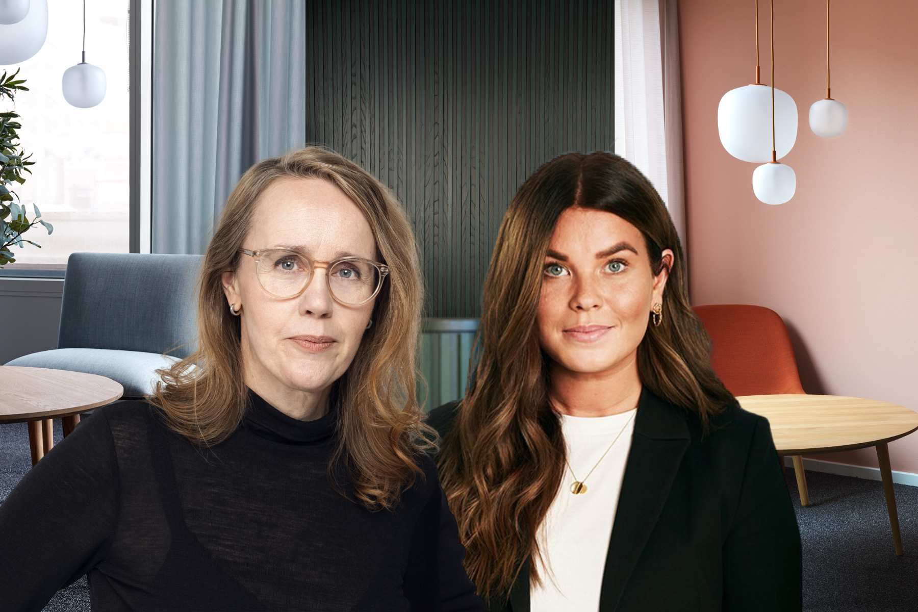 Kristin Östberg, initiativtagare till Hållbar interiör, och Fanny Fröjd, JLL. Foto: pressbilder.