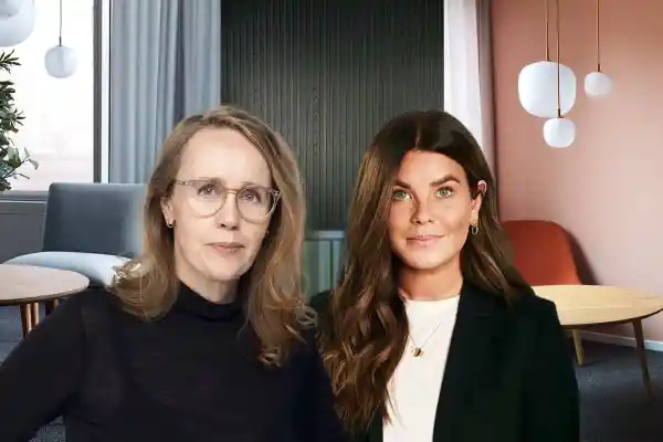 Kristin Östberg, initiativtagare till Hållbar interiör, och Fanny Fröjd, JLL. Foto: pressbilder.