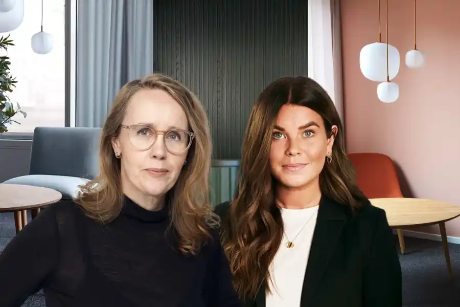 Kristin Östberg, initiativtagare till Hållbar interiör, och Fanny Fröjd, JLL. Foto: pressbilder.