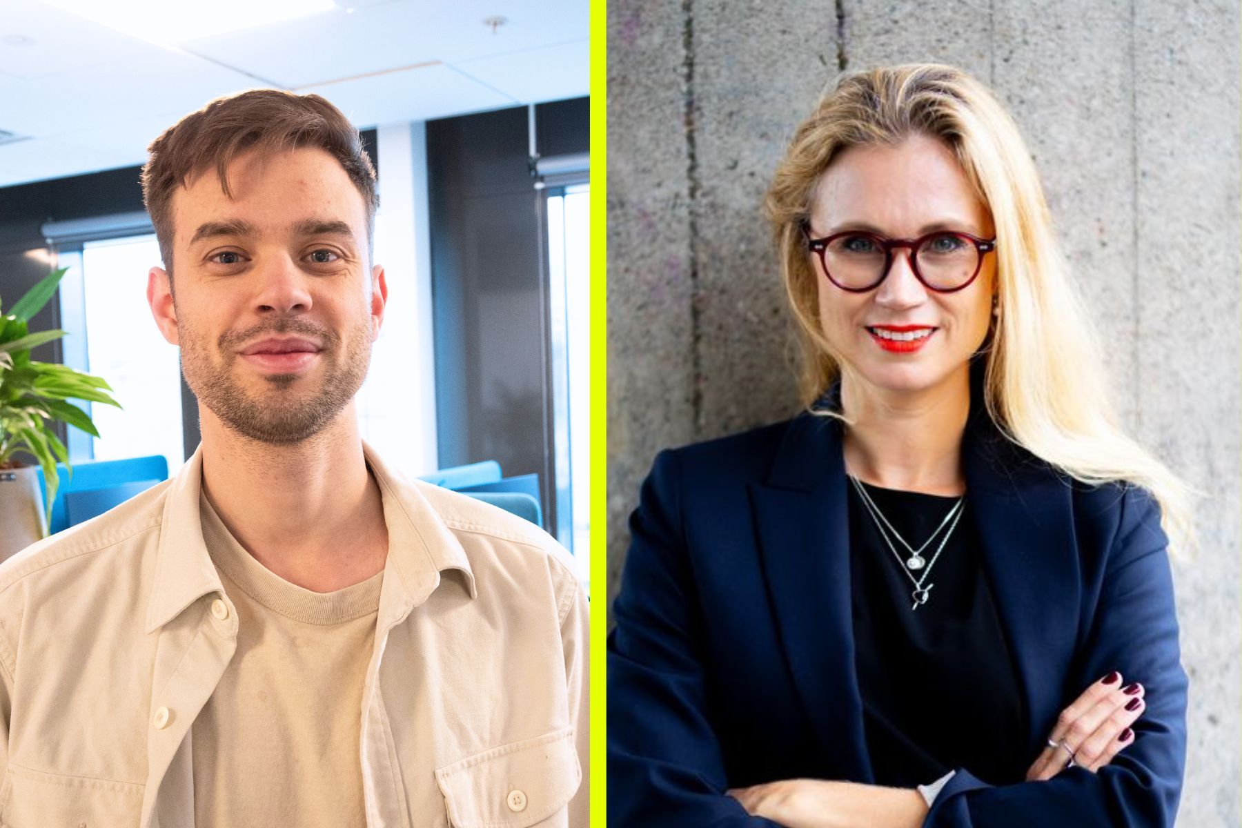 Anton Osika, grundare av Lovable och Judith Wolst, projektledare på Norrsken. Foto: TT Bild och Pressbild.