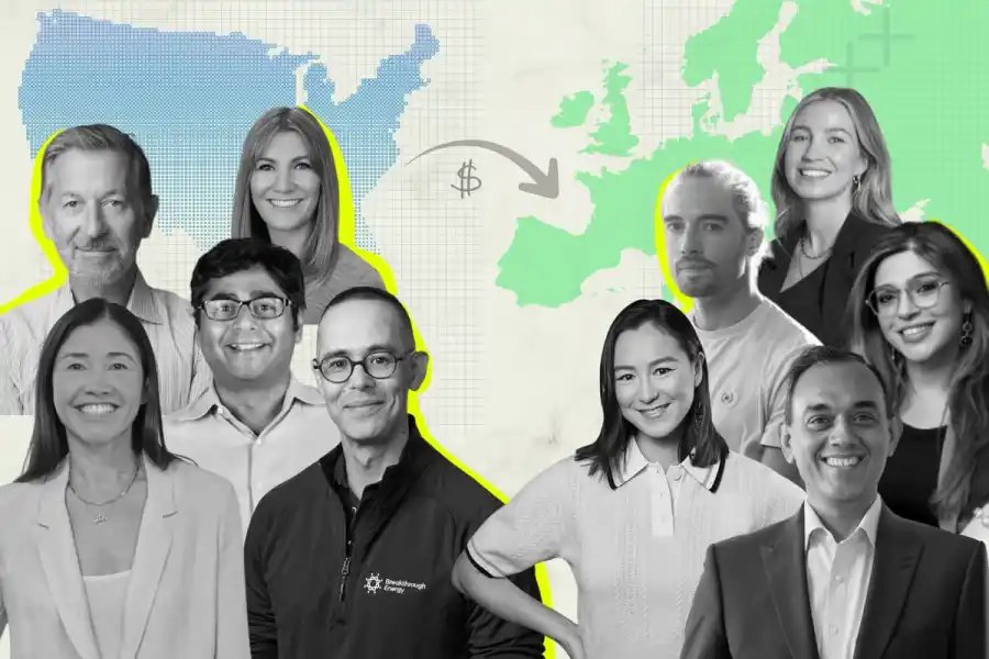 Some of the US investors (left) that backed European impact startup founders (right) this year. List of names below. Credit: Press photos/Impact Loop design