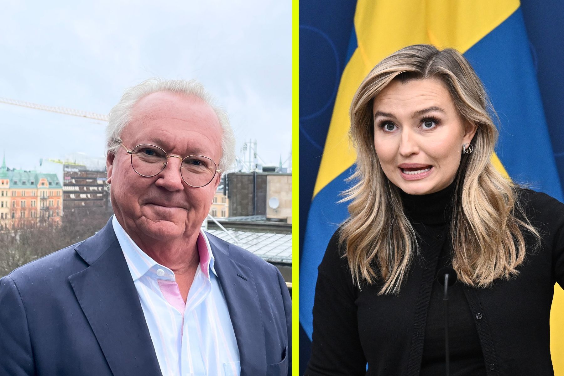 Carl Dandanell, avgående vd Freja Offshore, och Ebba Busch, energiminister. Foto: pressbild / TT.
