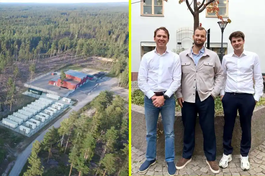 Axel Holmberg, vd Ingrid Capacity, Mattias Söderqvist, vice VD och partner Locus Energy och Nicklas Bäcker, strategichef Ingrid Capacity. Foto: pressbilder.