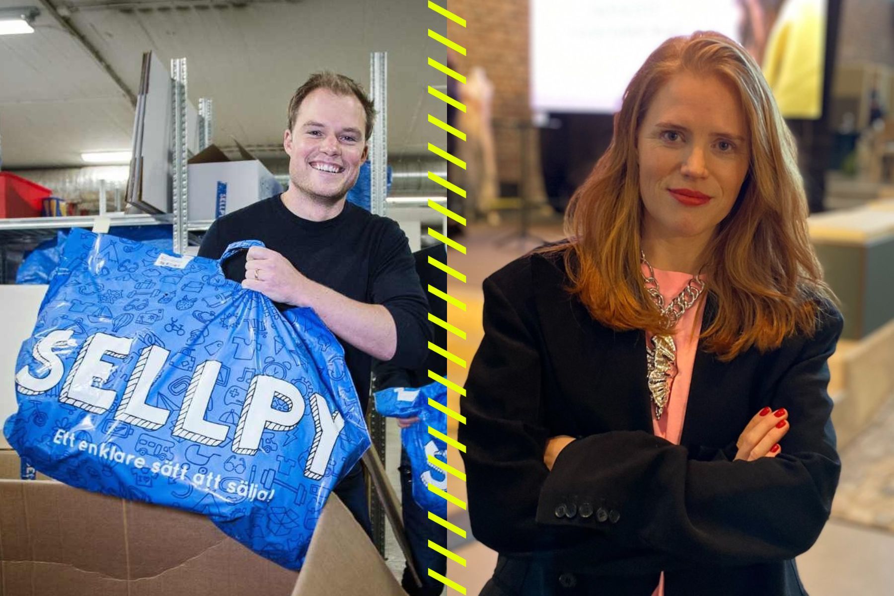 Michael Arnör, vd på Sellpy och Sofia Måhlén på H&M. Foto: Pressbilder.