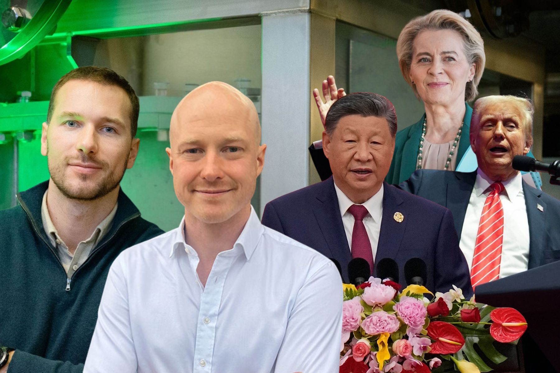 Adam Podgórski, Jakob Way, Xi Jinping, Ursula vad der Leyen och Donald Trump. Foto: Daniel Ivarsson / TT / pressbilder.