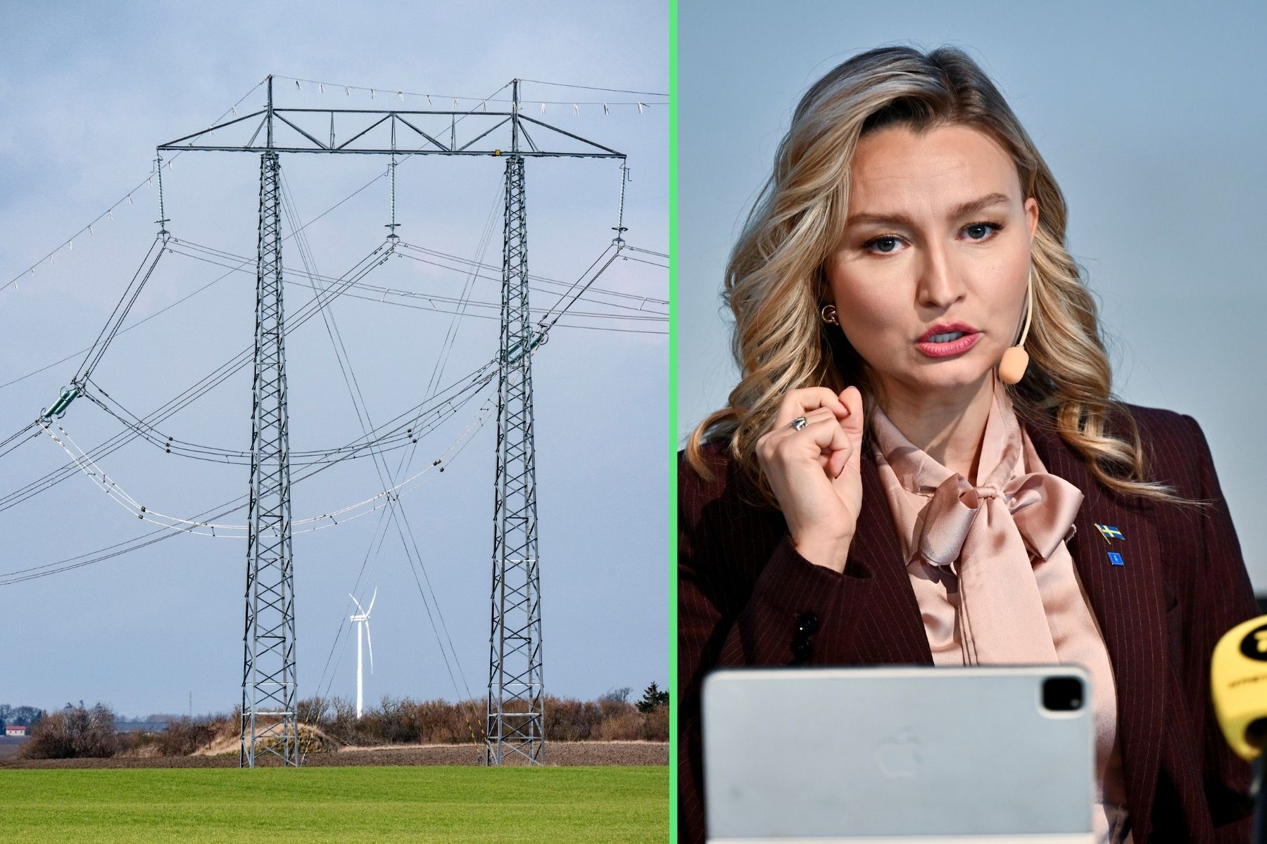 Energiminister Ebba Busch (KD). Foto: TT. Montage.